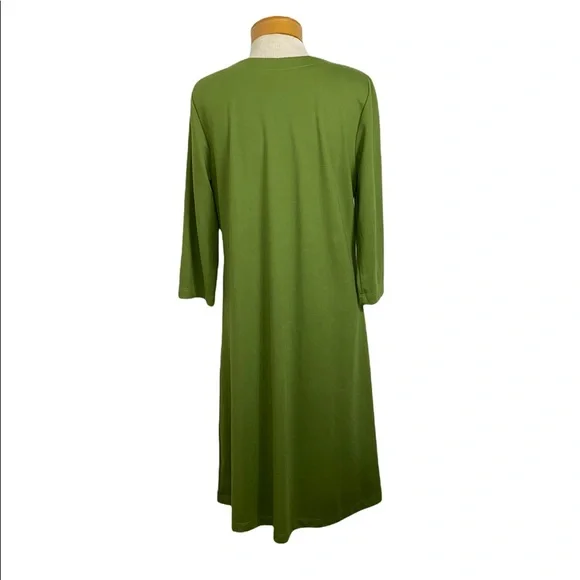 Susan Graver Green Knit Long Sleeve Dress Medium - Picture 4 of 4